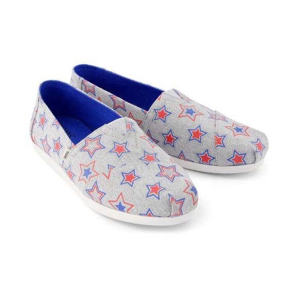 Toms Shoes - Toms Gray Red Blue Alpargata Cloudbound Glow In The Dark Patriotic Flats Size 8